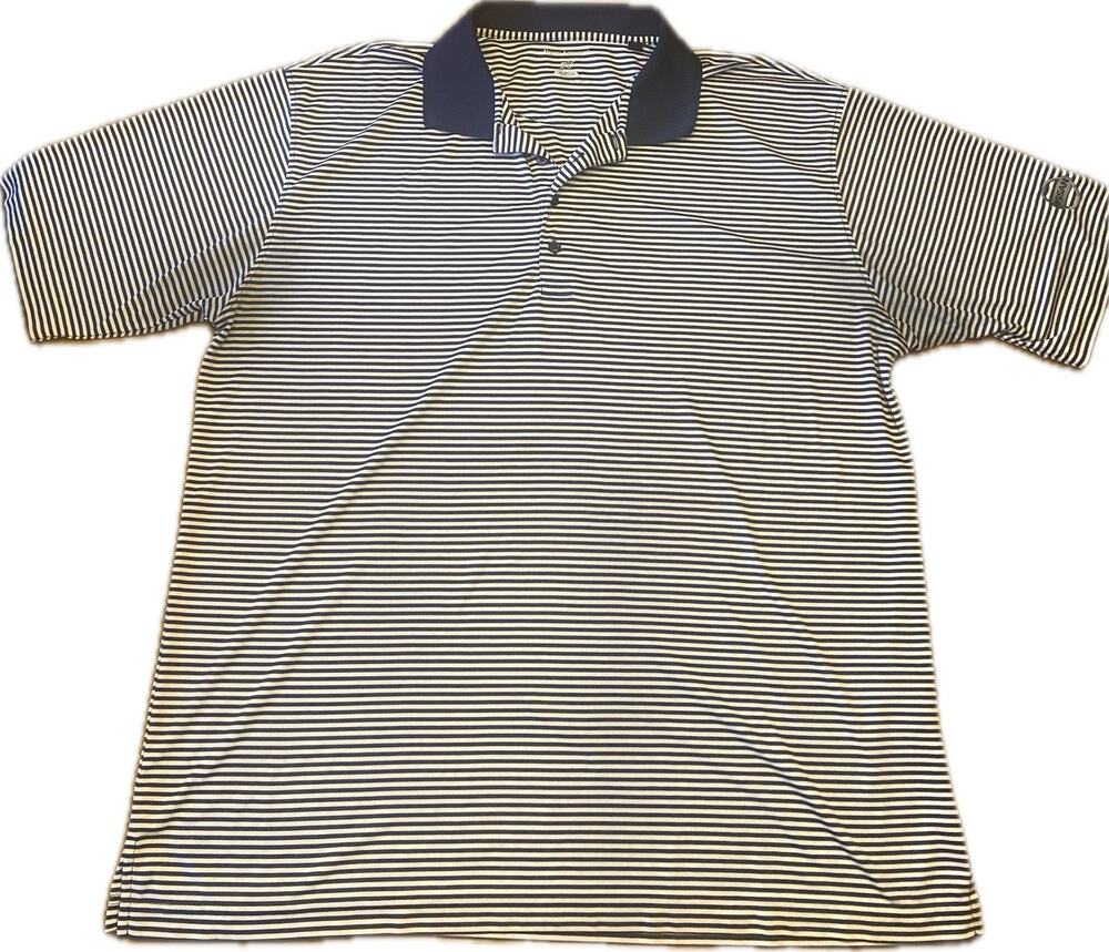 Horn Legend Mens Blue White Striped Performance Polo Shirt XXL Nissan
